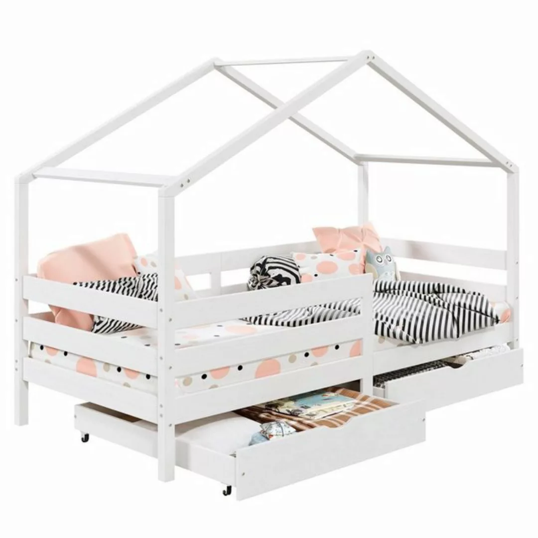 IDIMEX Kinderbett ENA, Hausbett Montessori 90 x 200 Kinderbett Rausfallschu günstig online kaufen