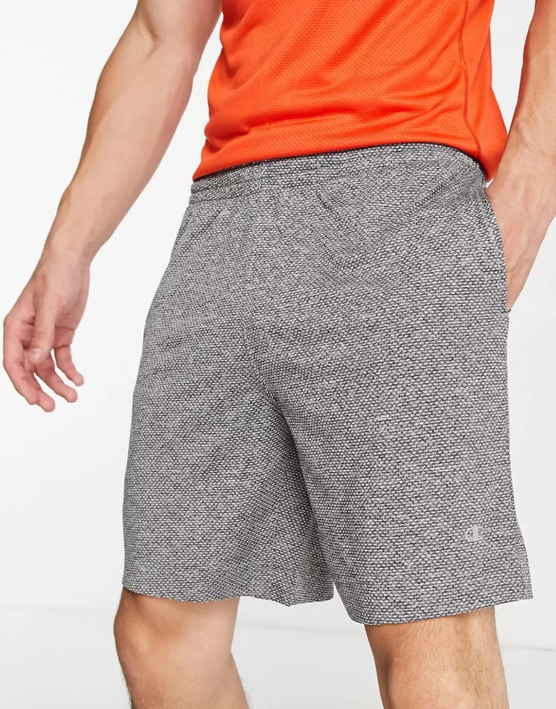 Champion – Sport-Shorts in Grau mit Logo günstig online kaufen