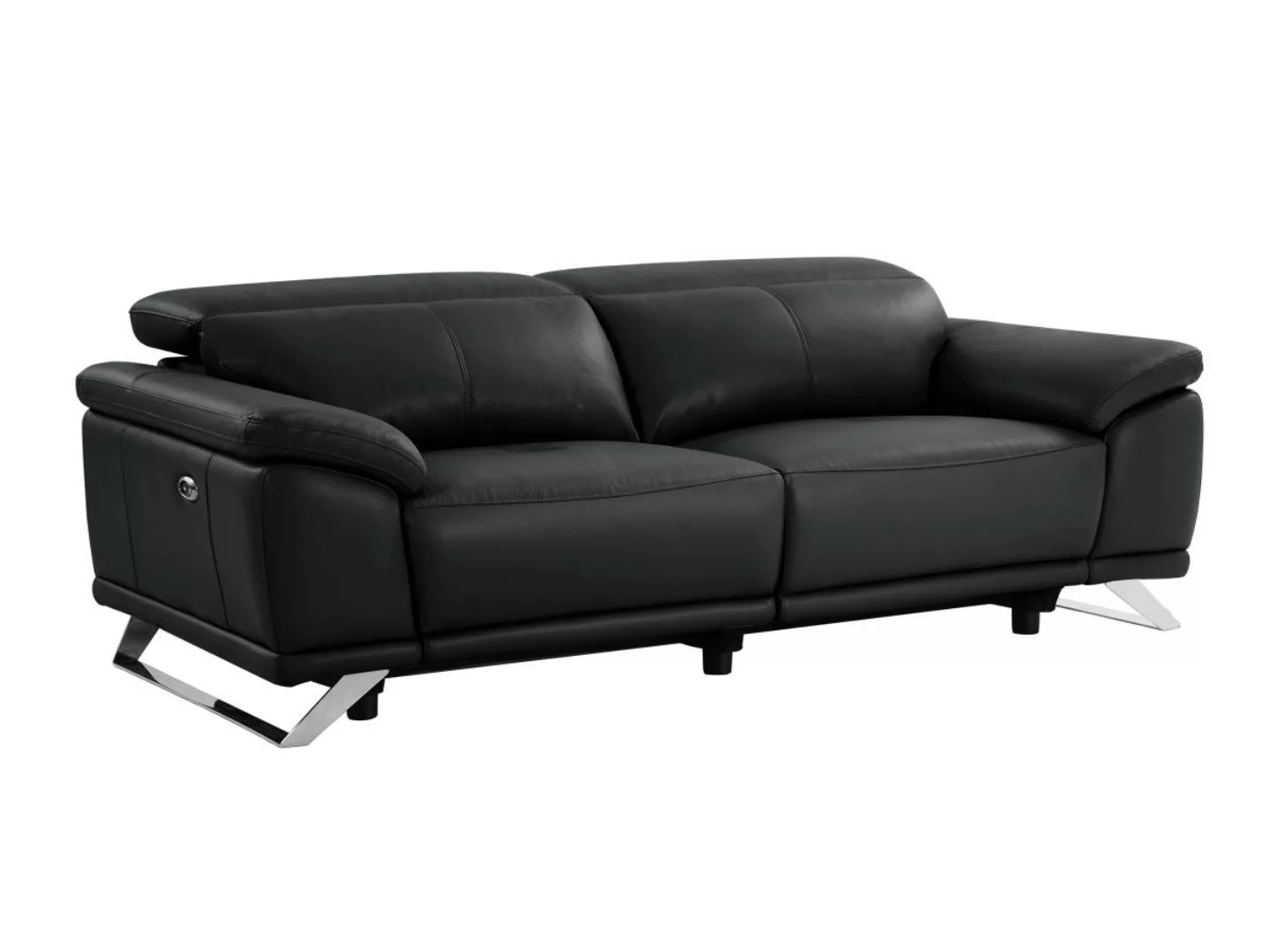 Relaxsofa 3-Sitzer elektrisch - Rindsleder - Schwarz - AZIDEE II günstig online kaufen