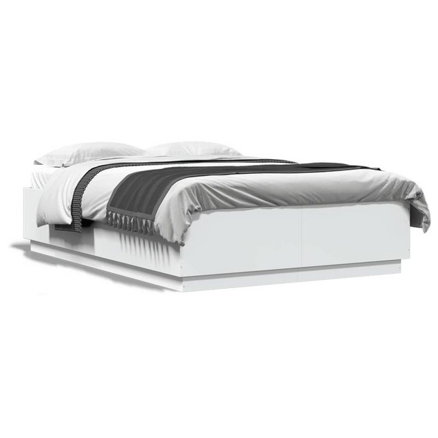 vidaXL Bettgestell Bettgestell mit LED Weiß 140x200 cm Spanplatte Bett Bett günstig online kaufen