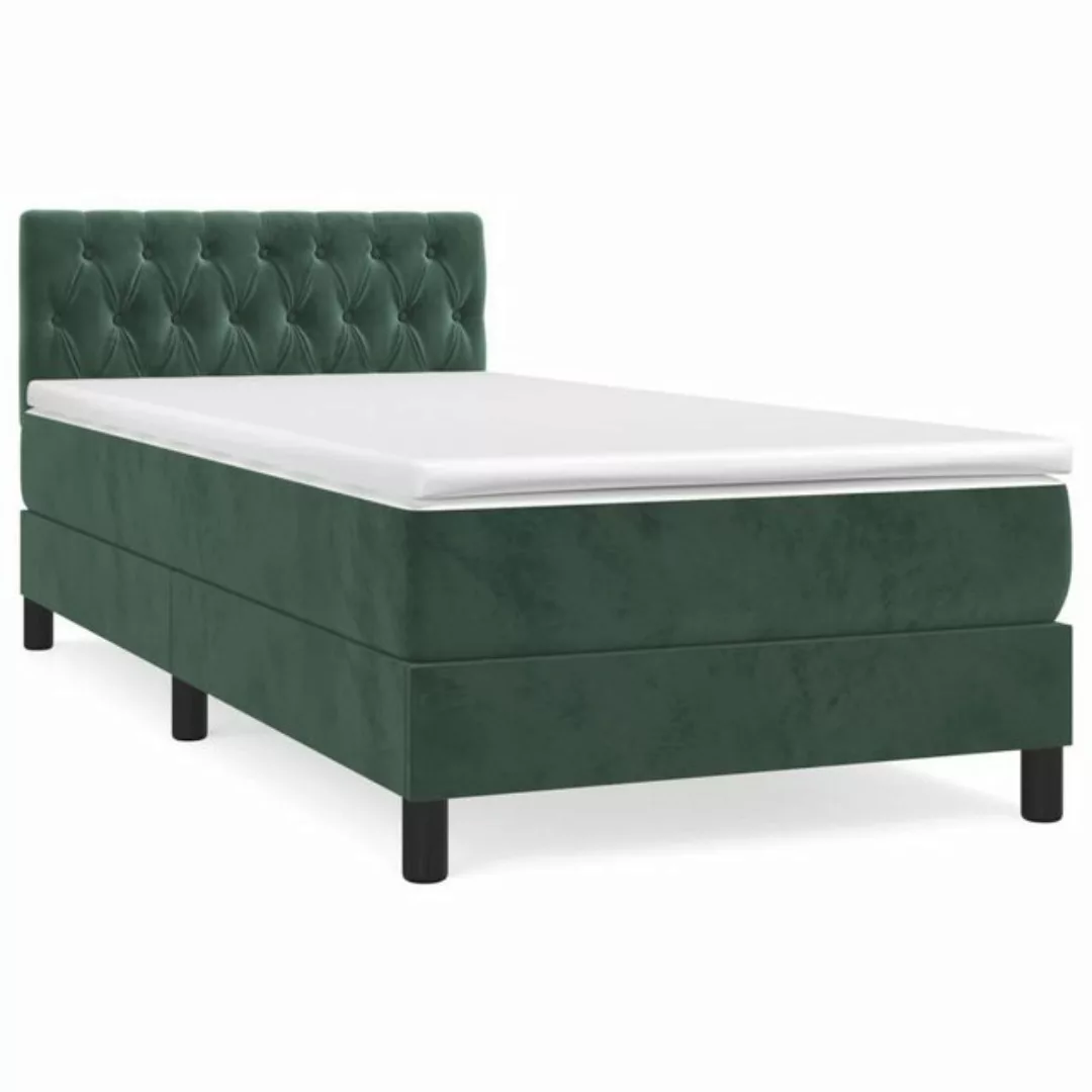 vidaXL Boxspringbett Boxspringbett mit Matratze Dunkelgrün 90x200 cm Samt B günstig online kaufen