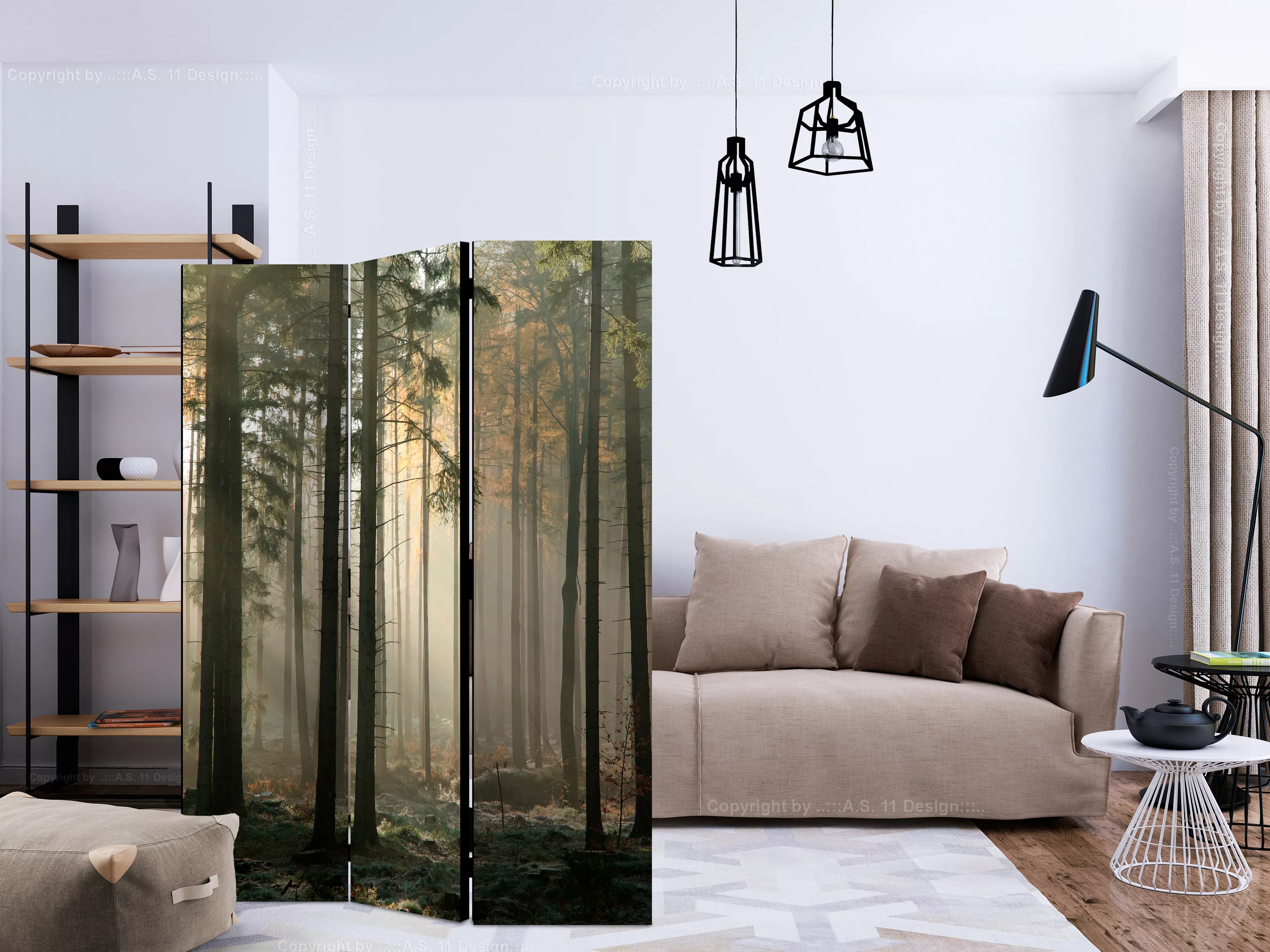 3-teiliges Paravent - Foggy November Morning [room Dividers] günstig online kaufen