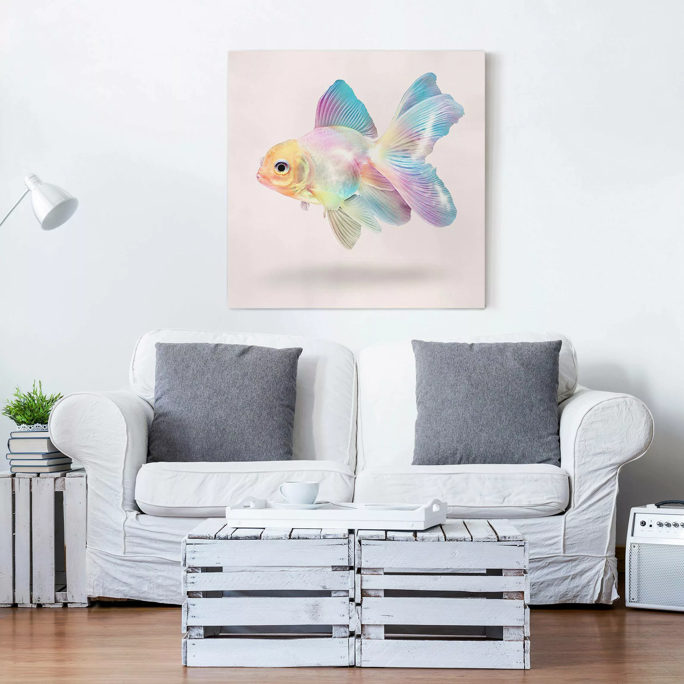 Leinwandbild Fisch in Pastell günstig online kaufen