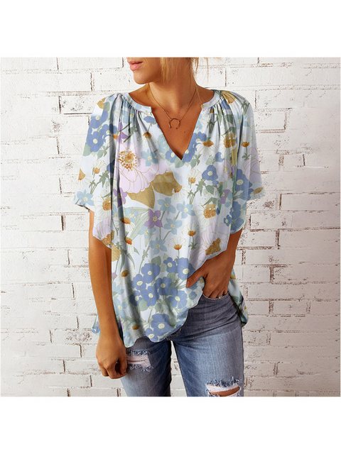 KIKI T-Shirt Schlupfbluse mit 3/4-Ärmeln und Knopfleiste, Damenbluse günstig online kaufen