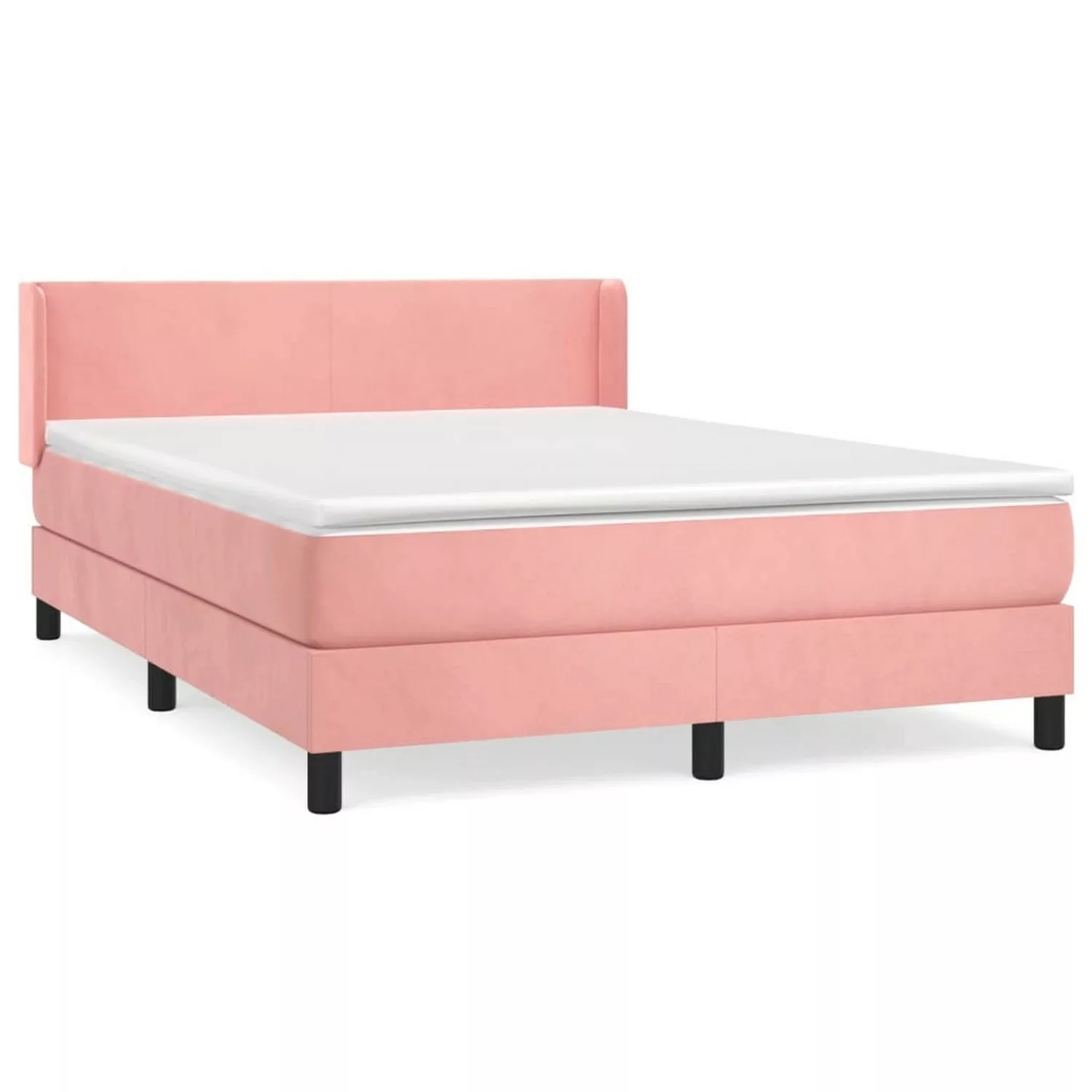 vidaXL Boxspringbett mit Matratze Rosa 140x200 cm Samt1378113 günstig online kaufen