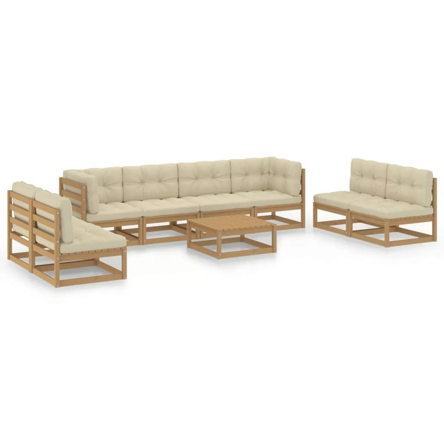 9-tlg. Garten-lounge-set Mit Kissen Kiefer Massivholz günstig online kaufen