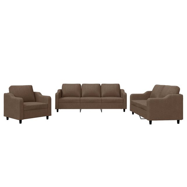 vidaXL Sofa Sofagarnitur Set mit Kissen Stoff, 3-tlg., Braun günstig online kaufen