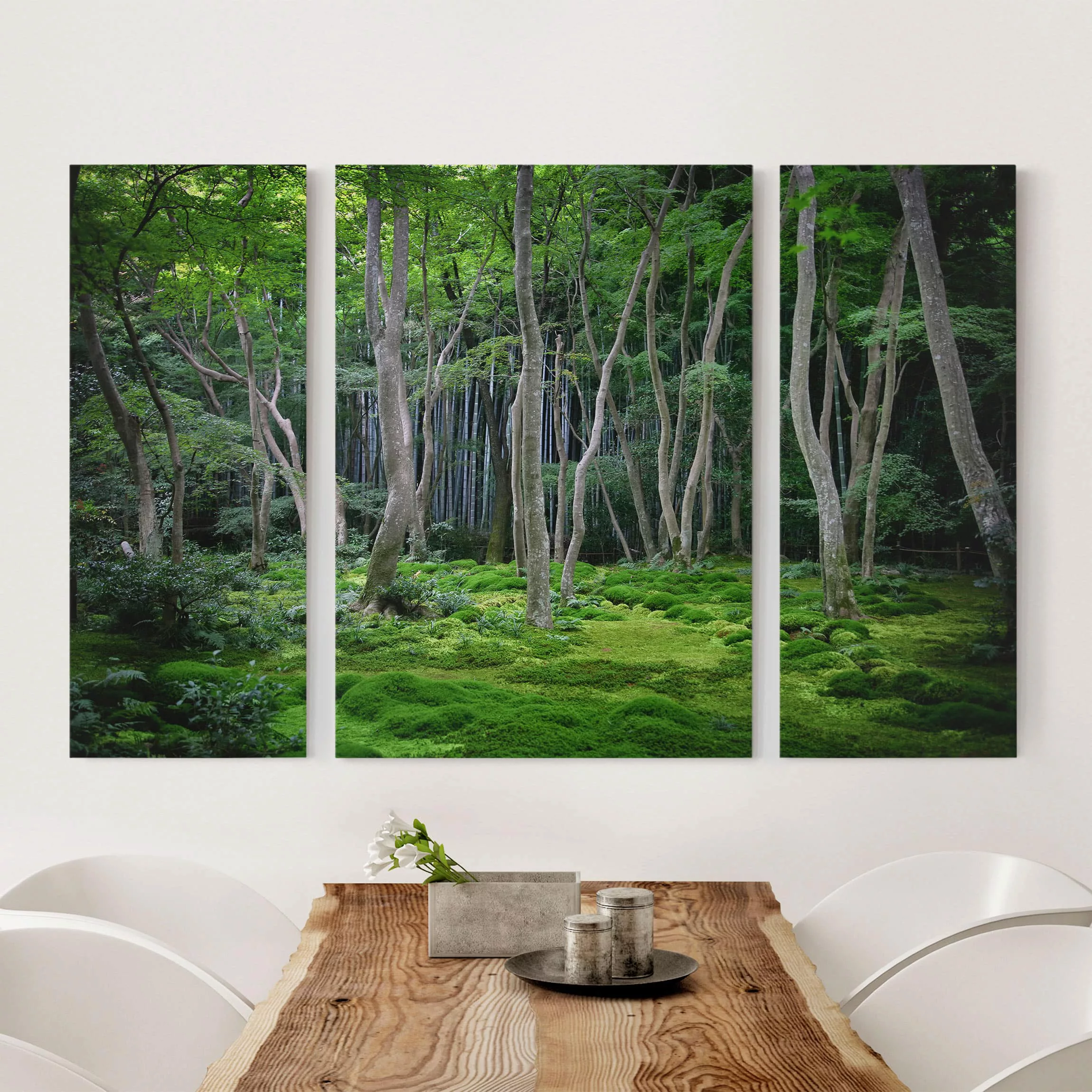 3-teiliges Leinwandbild Wald - Querformat Japanischer Wald günstig online kaufen