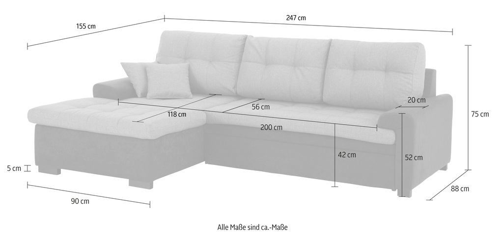 Home affaire Ecksofa "Föhr L-Form", wahlweise mit Bettfunktion günstig online kaufen