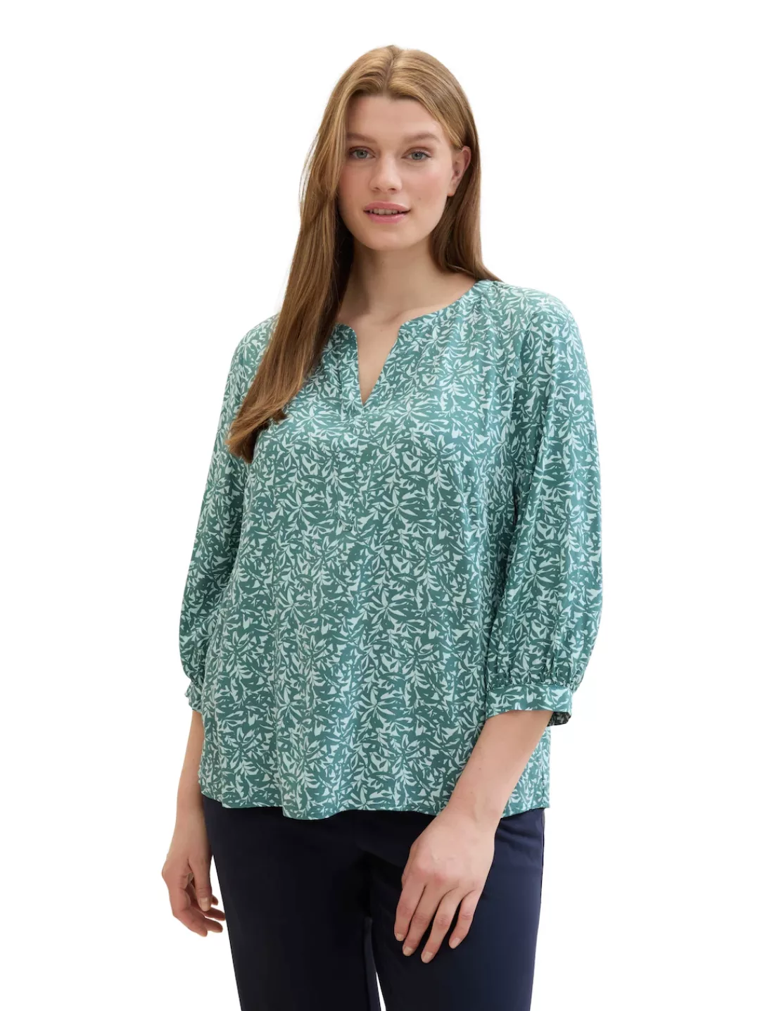 TOM TAILOR PLUS Druckbluse mit floralem Muster und aus reiner Viskose günstig online kaufen