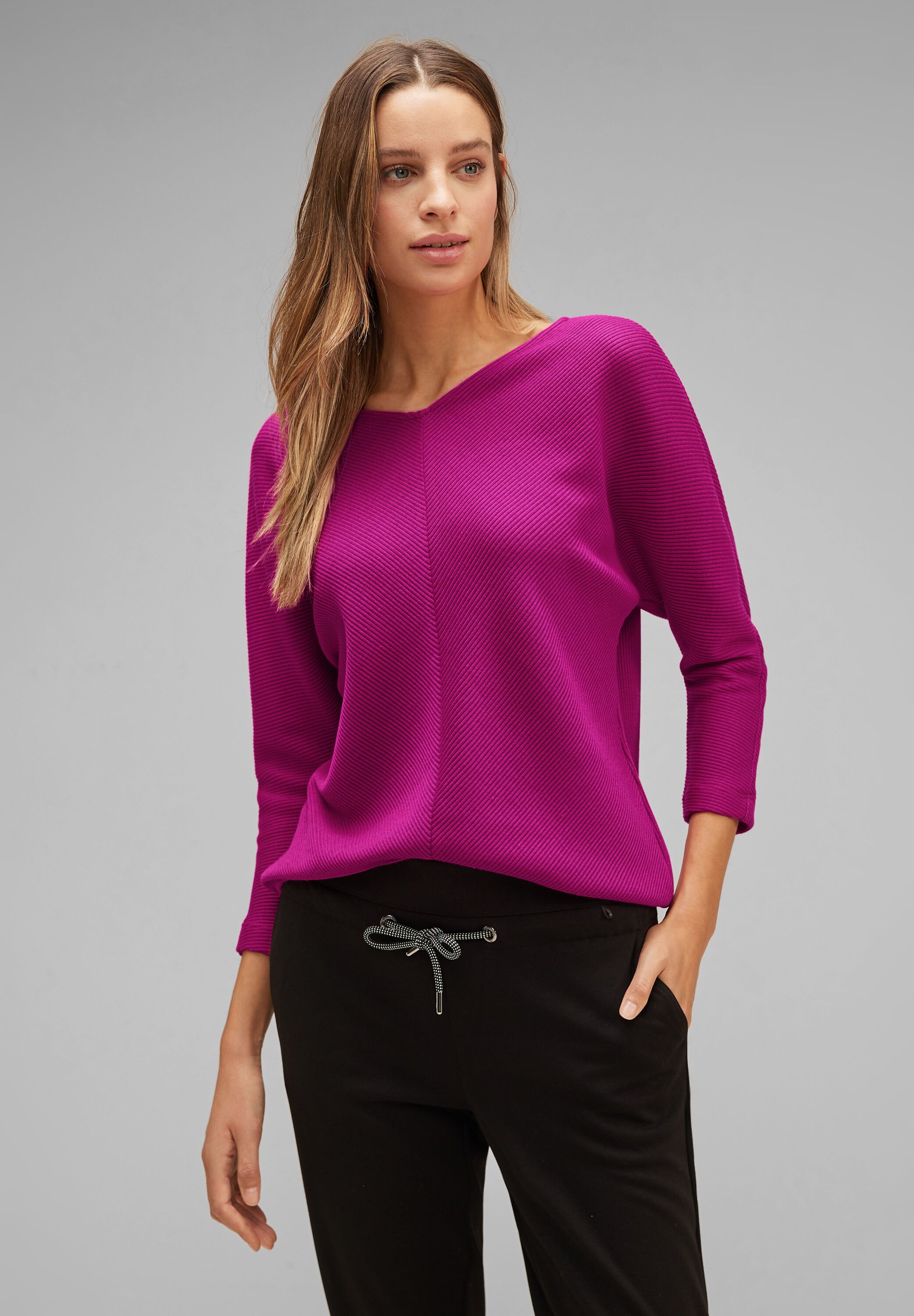 STREET ONE 3/4-Arm-Shirt Diagonal Structure Shirt mit Streifen-Struktur günstig online kaufen