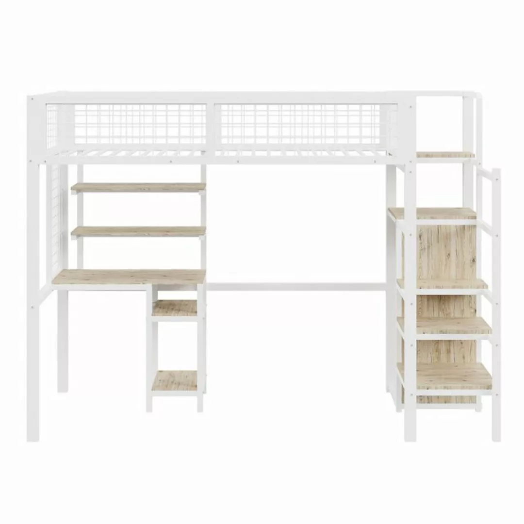 Gotagee Kinderbett Hochbett 90x200cm mit Tisch+Kleiderschrank Metallbett fl günstig online kaufen