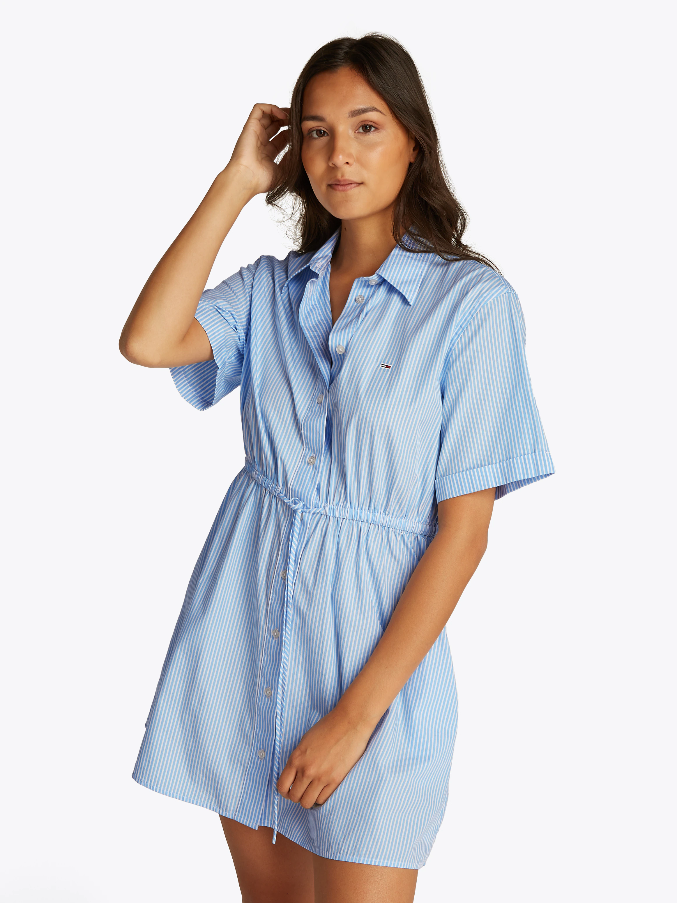 Tommy Jeans Shirtkleid "TJW MINI STRIPE SHIRT DRESS", mit Taillen Bindeband günstig online kaufen