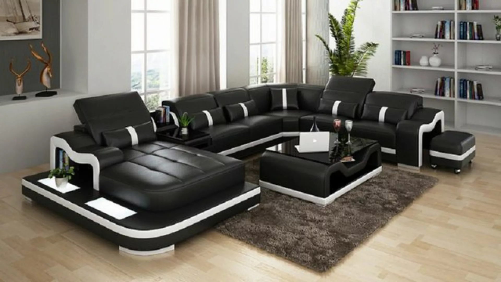 JVmoebel Ecksofa, U Form Sofa Couch Polster Wohnlandschaft Ecksofa Leder Ec günstig online kaufen