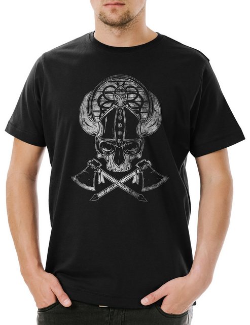 Urban Backwoods Print-Shirt Viking Skull II Herren T-Shirt Runen Runes Walh günstig online kaufen