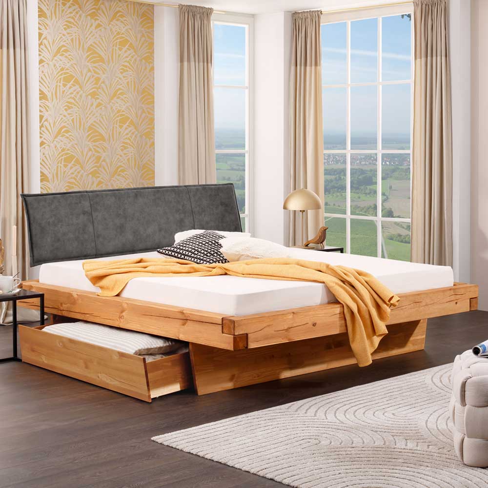 Doppelbett Holzbett aus Massivholz mit Massivholz Oberfläche günstig online kaufen