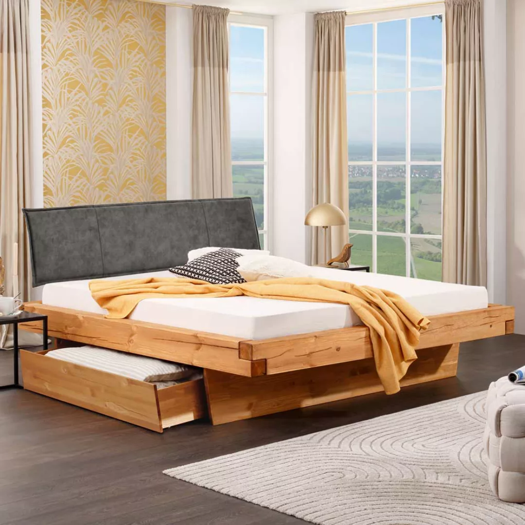 Doppelbett Holzbett aus Massivholz in Eichefarben günstig online kaufen