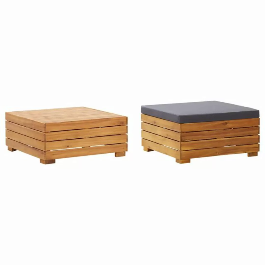 Gartentisch Und Hocker Mit Kissen Massivholz Akazie günstig online kaufen