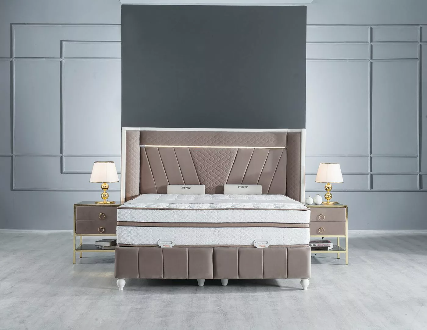 Villa Möbel Boxspringbett LUSSO (Bett Set, Bettset), Bettkasten mit XXL Sta günstig online kaufen