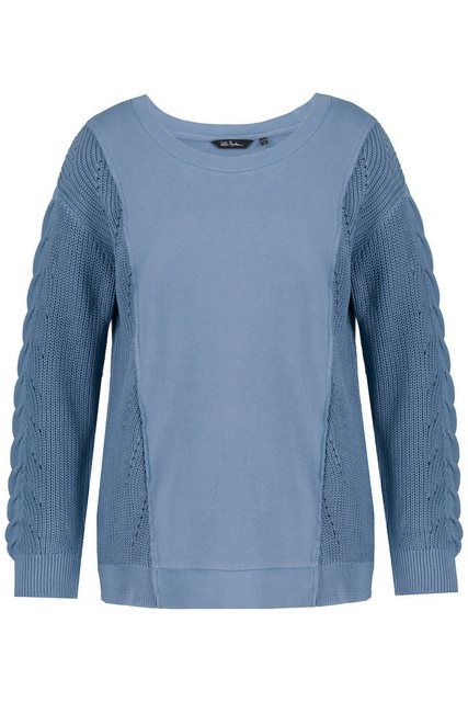 Ulla Popken Sweatshirt Sweatshirt Strickeinsatz Classic Rundhals Langarm günstig online kaufen