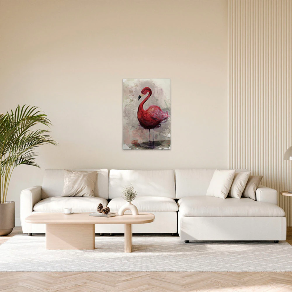 A.S. Création Leinwandbild "Flamingo - Wandbild Creme Beige Grau Keilrahmen günstig online kaufen