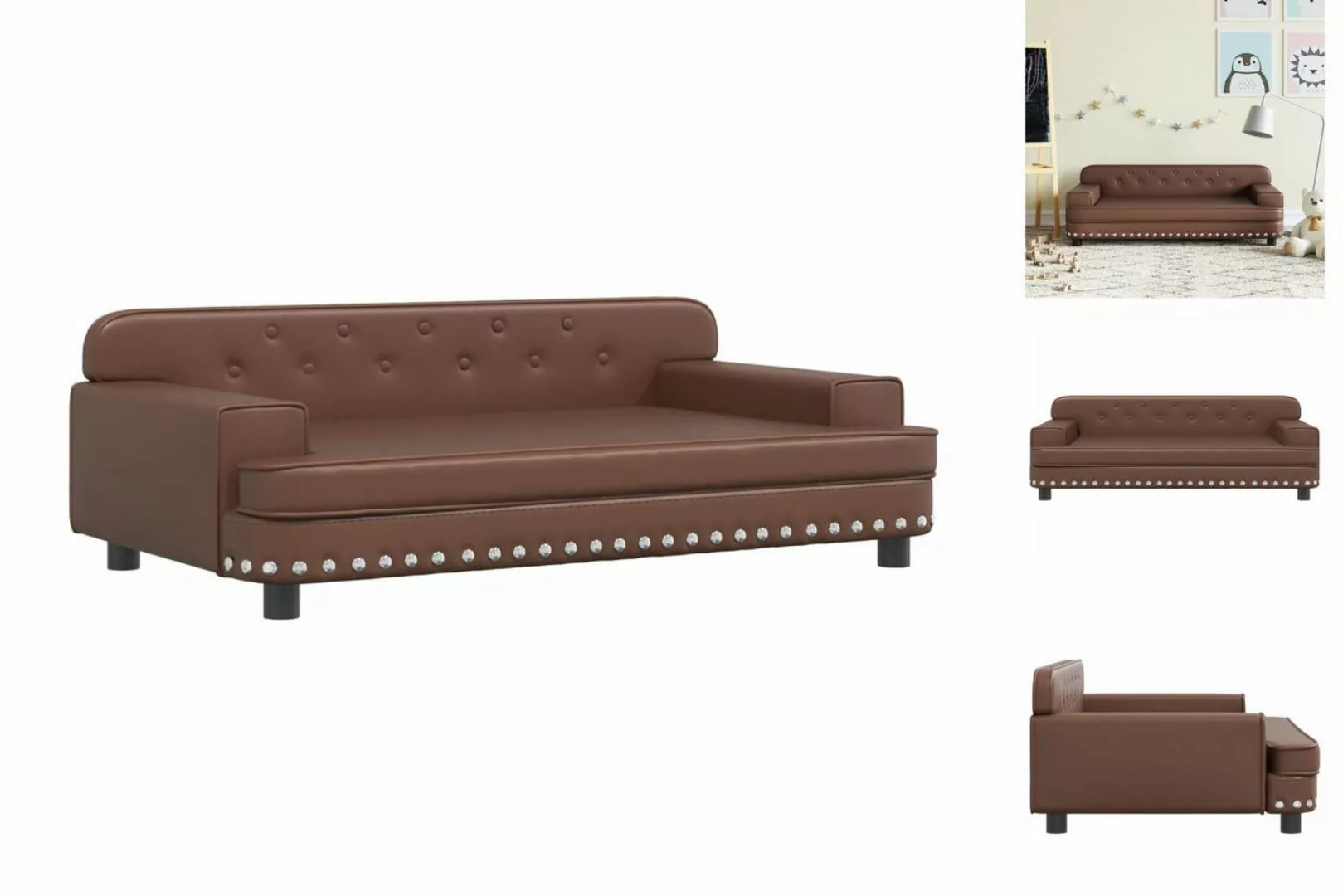 vidaXL Kindersofa Kindersofa Braun 90x53x30 cm Kunstleder Kindercouch Kinde günstig online kaufen