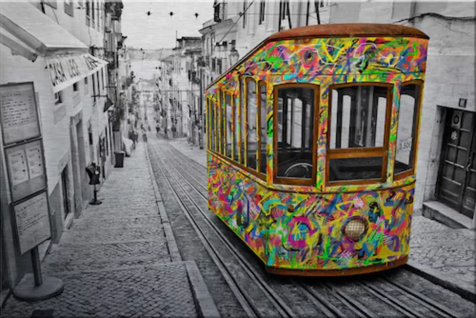 Wall-Art Metallbild "Ben Heine Tram in Lissabon", Gebäude günstig online kaufen