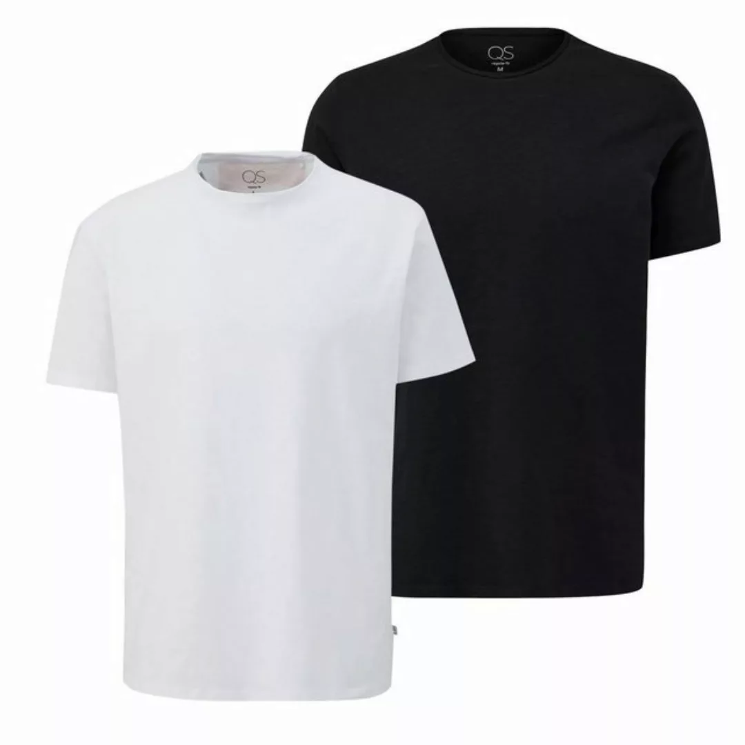 QS T-Shirt Basic Shirt (2-tlg) Rundhals, Rollsaum günstig online kaufen