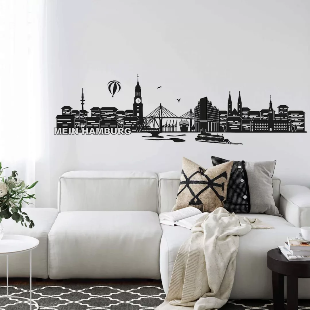 Wall-Art Wandtattoo "XXL Stadt Skyline Hamburg 120cm", (1 St.), selbstklebe günstig online kaufen