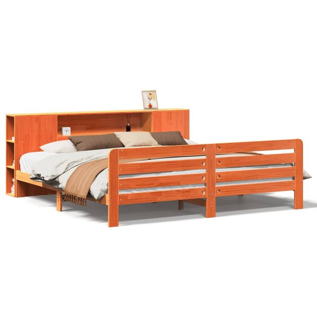 vidaXL Bett, Massivholzbett ohne Matratze Wachsbraun 200x200 Kiefernholz günstig online kaufen