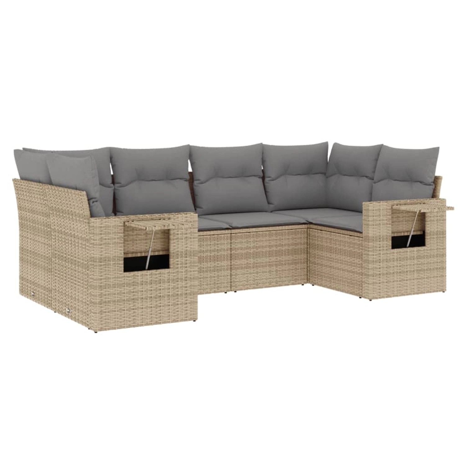 vidaXL 6-Tlg Garten-Sofagarnitur mit Kissen Beige Poly Rattan 3220578 günstig online kaufen