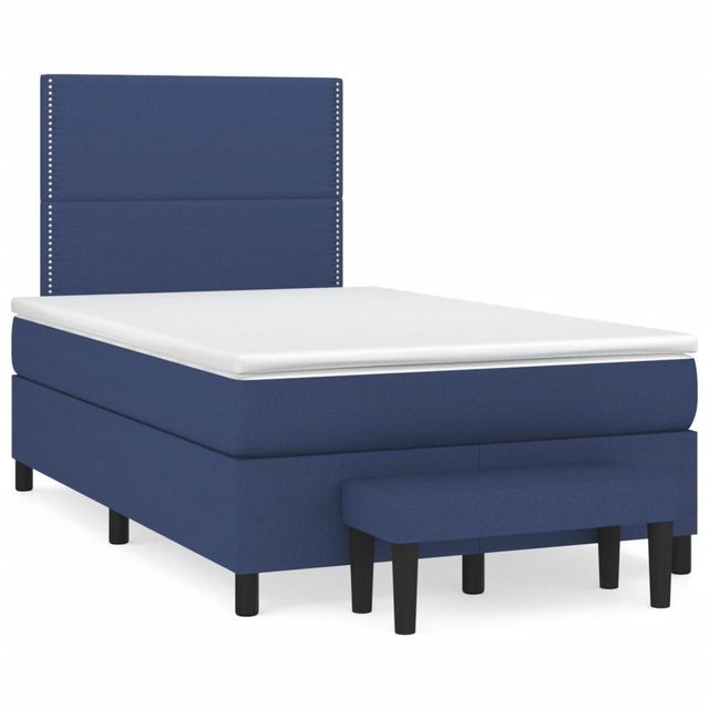 vidaXL Boxspringbett Boxspringbett mit Matratze Blau 120x200 cm Stoff Bett günstig online kaufen