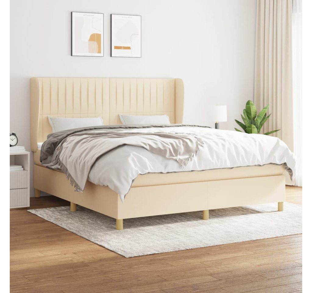 vidaXL Boxspringbett Boxspringbett mit Matratze Creme 160x200 cm Stoff Bett günstig online kaufen