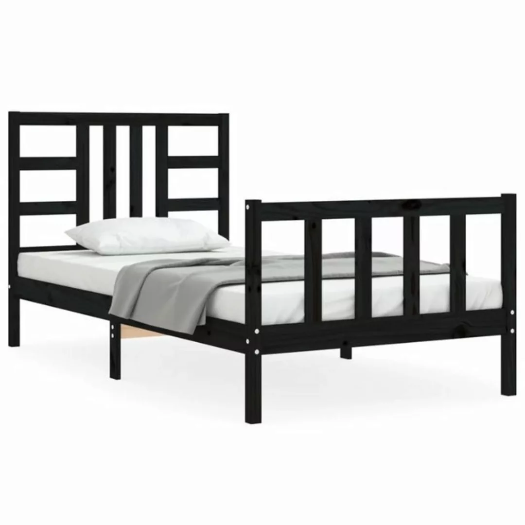 vidaXL Bett Massivholzbett mit Kopfteil Schwarz 90x190 cm günstig online kaufen