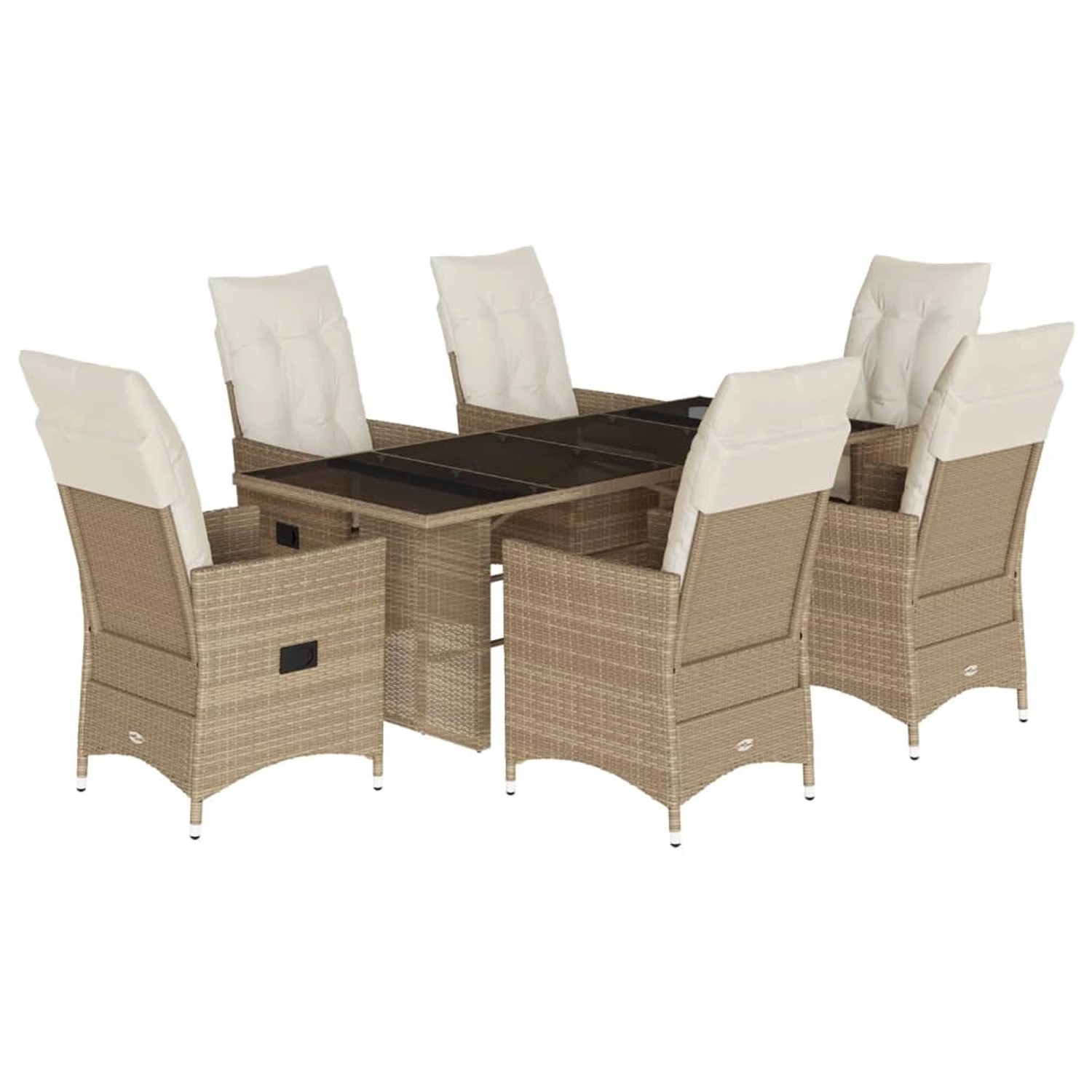 vidaXL 7-tlg Garten-Essgruppe mit Kissen Beige Poly Rattan Modell 27 günstig online kaufen