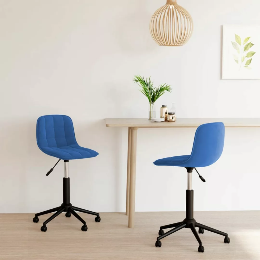 Esszimmerstühle 2 Stk. Drehbar Blau Samt günstig online kaufen