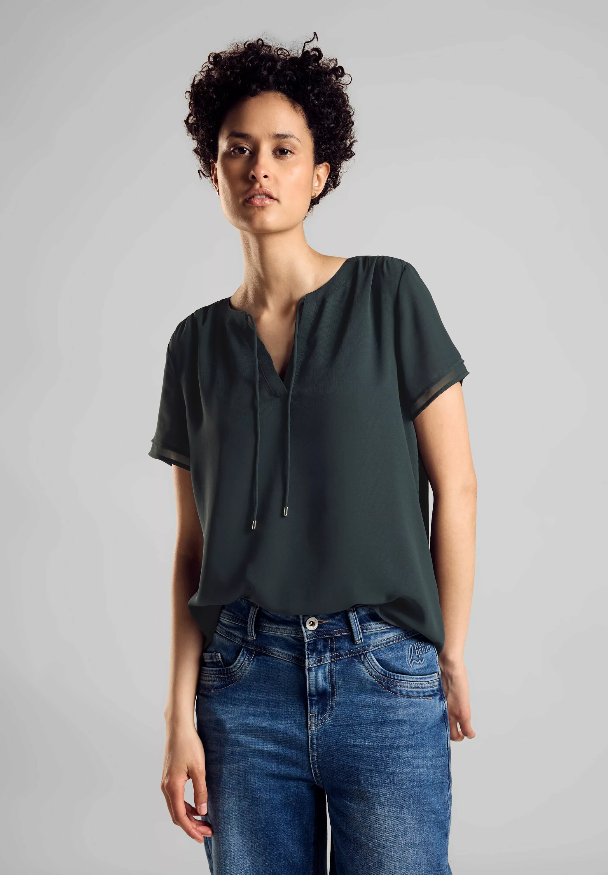 STREET ONE Chiffonbluse, in Unifarbe günstig online kaufen