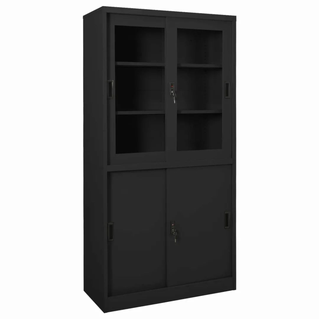 Büroschrank Mit Schiebetür Anthrazit 90x40x180 Cm Stahl günstig online kaufen