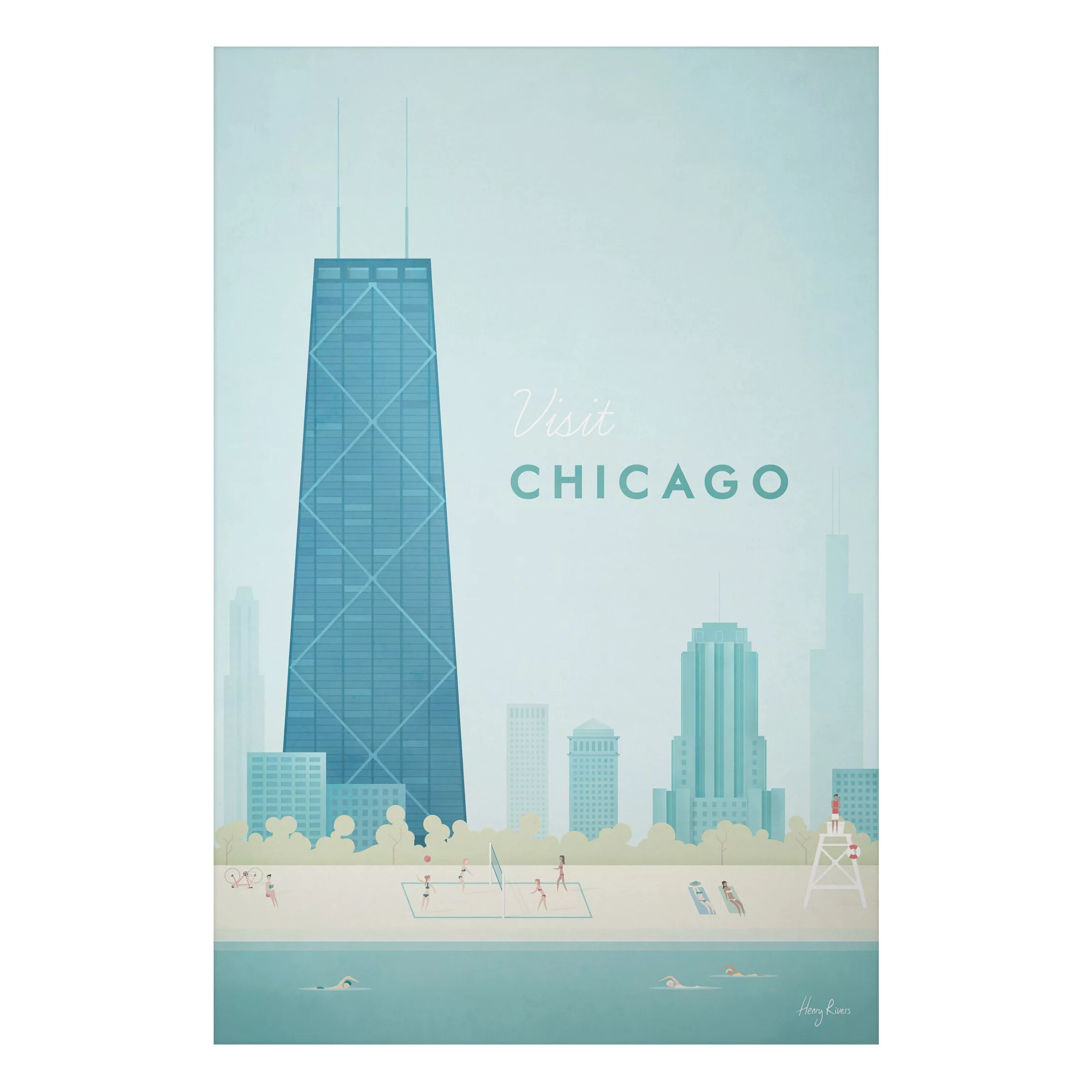 Alu-Dibond Bild - Hochformat 2:3 Reiseposter - Chicago günstig online kaufen