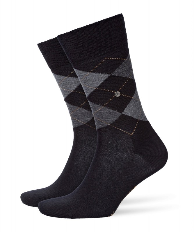 Burlington Socken Schwarz mit Argyle-Muster günstig online kaufen