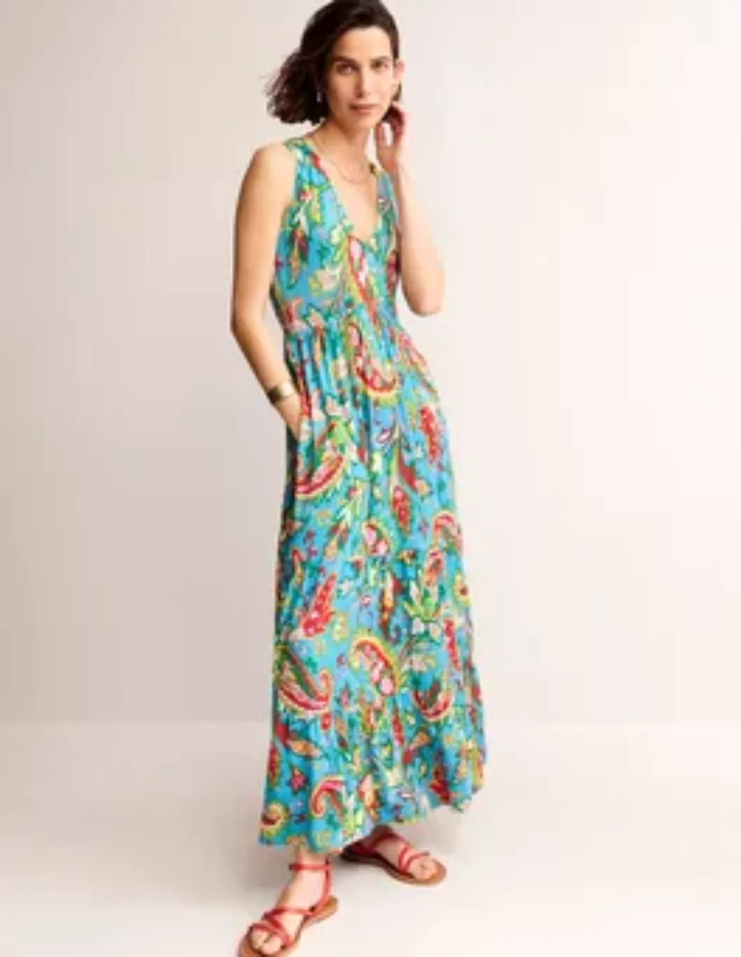 Sylvia Maxi-Stufenkleid aus Jersey Damen Boden, Lebhaftes Blau, Paisley Azu günstig online kaufen
