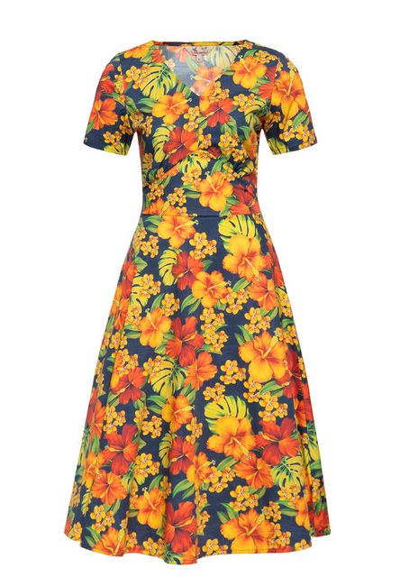 QueenKerosin Sommerkleid Hibiskus mit V-Ausschnitt günstig online kaufen