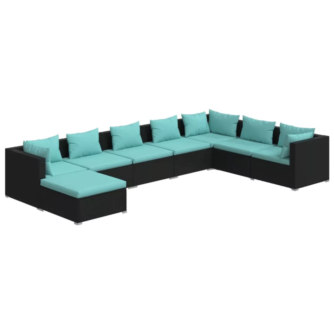 Vidaxl 8-tlg. Garten-lounge-set Mit Kissen Poly Rattan Schwarz günstig online kaufen