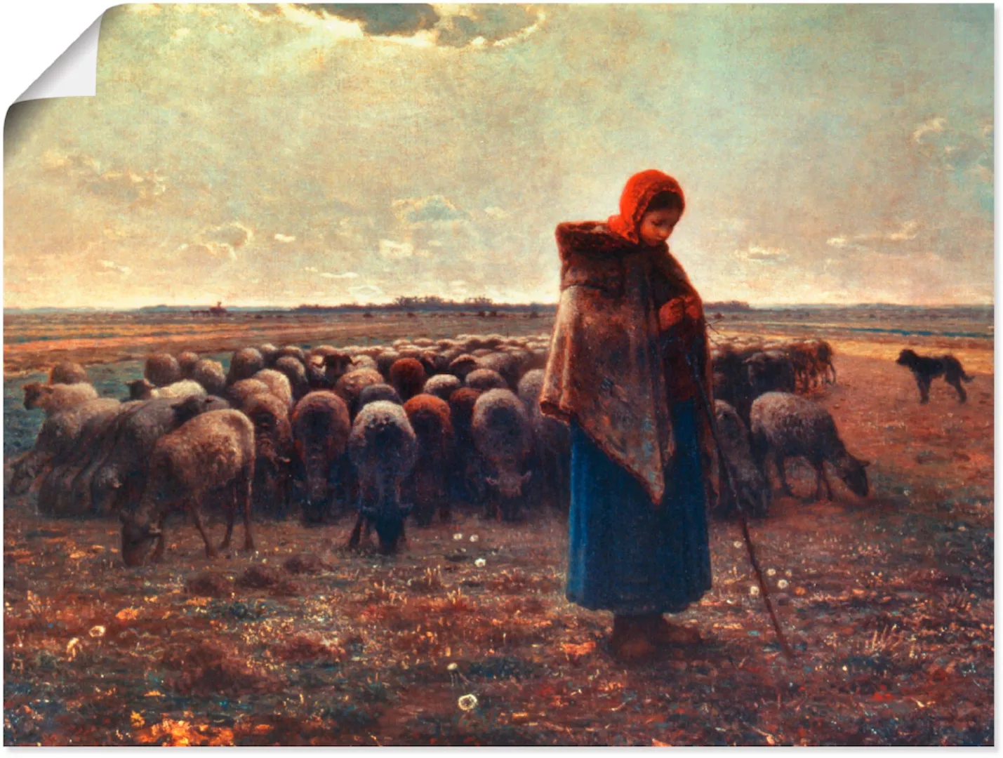 Artland Wandbild "Schäferin mit ihrer Herde, 1863", Berufe, (1 St.), als Le günstig online kaufen