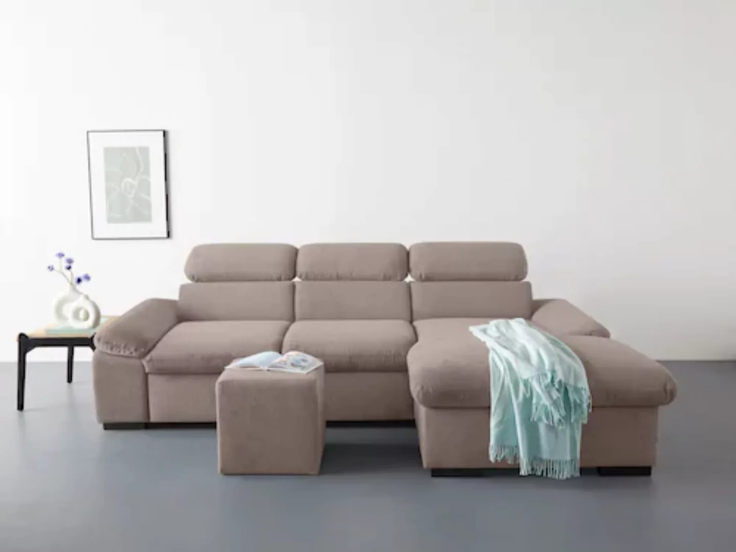 COTTA Ecksofa »Lola L-Form«, (Set, mit Hocker), mit Hocker & Kopfteilfunkti günstig online kaufen