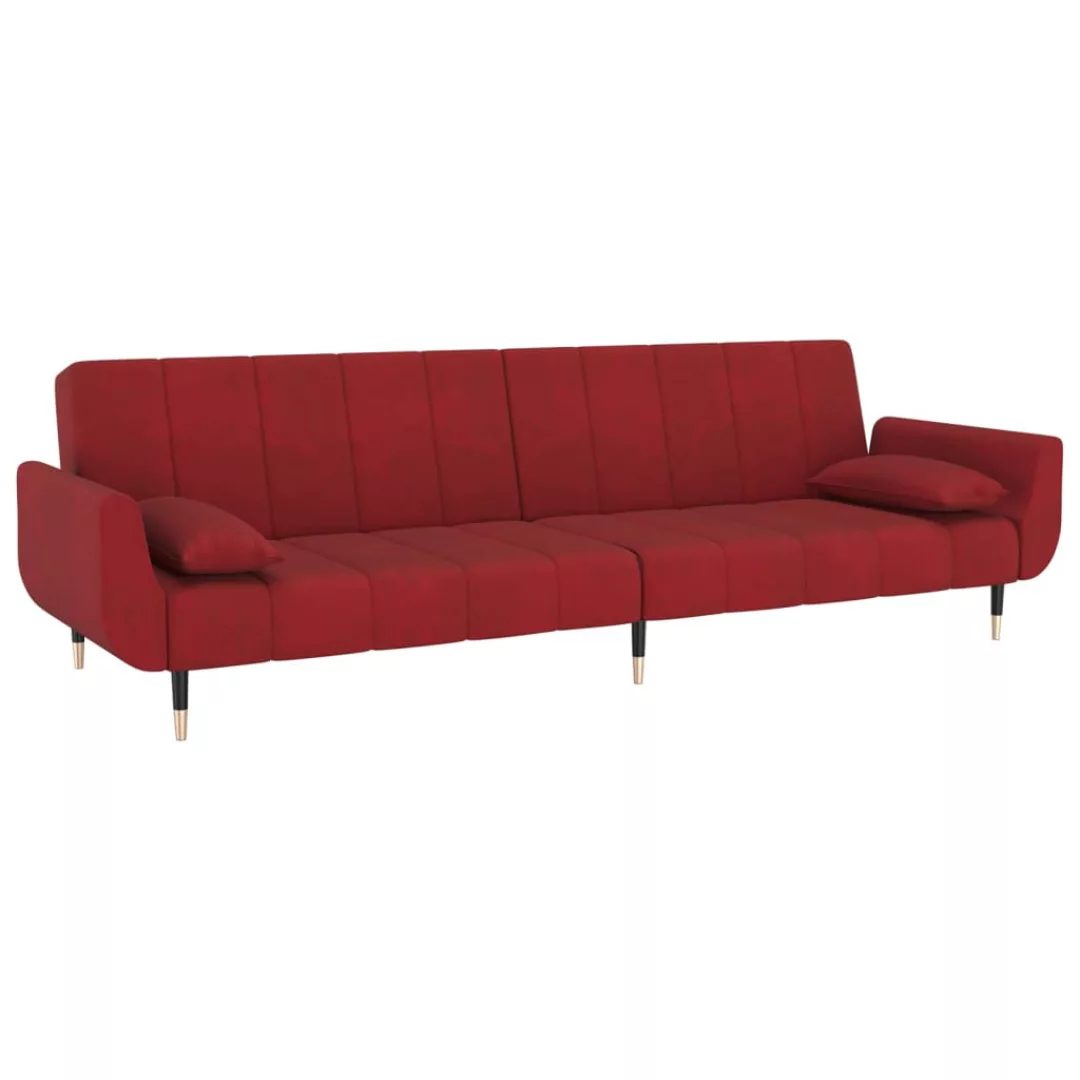 Vidaxl Schlafsofa 2-sitzer Mit 2 Kissen Weinrot Samt günstig online kaufen