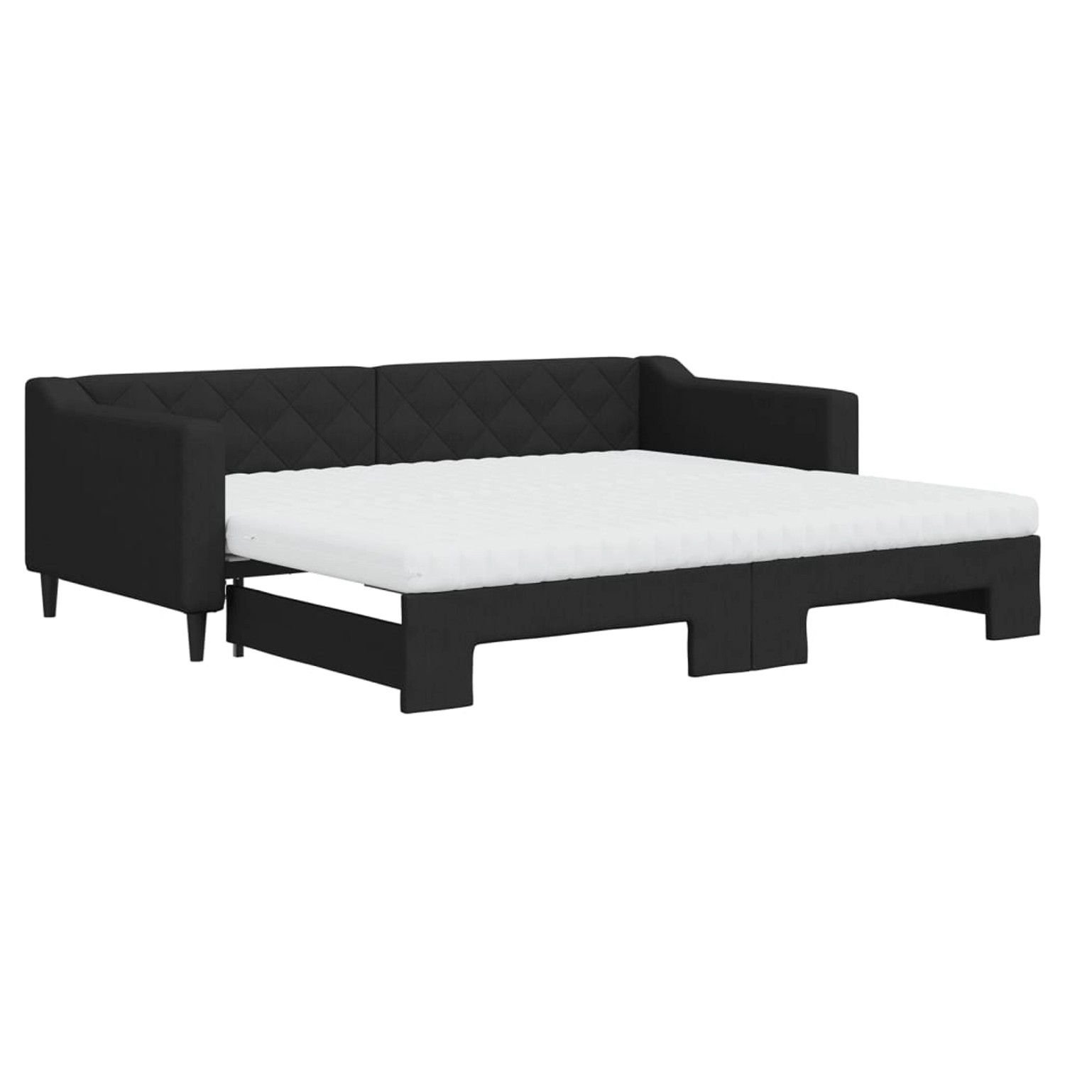 vidaXL Tagesbett Ausziehbar mit Matratzen Schwarz 90x200 cm Stoff1846529 günstig online kaufen