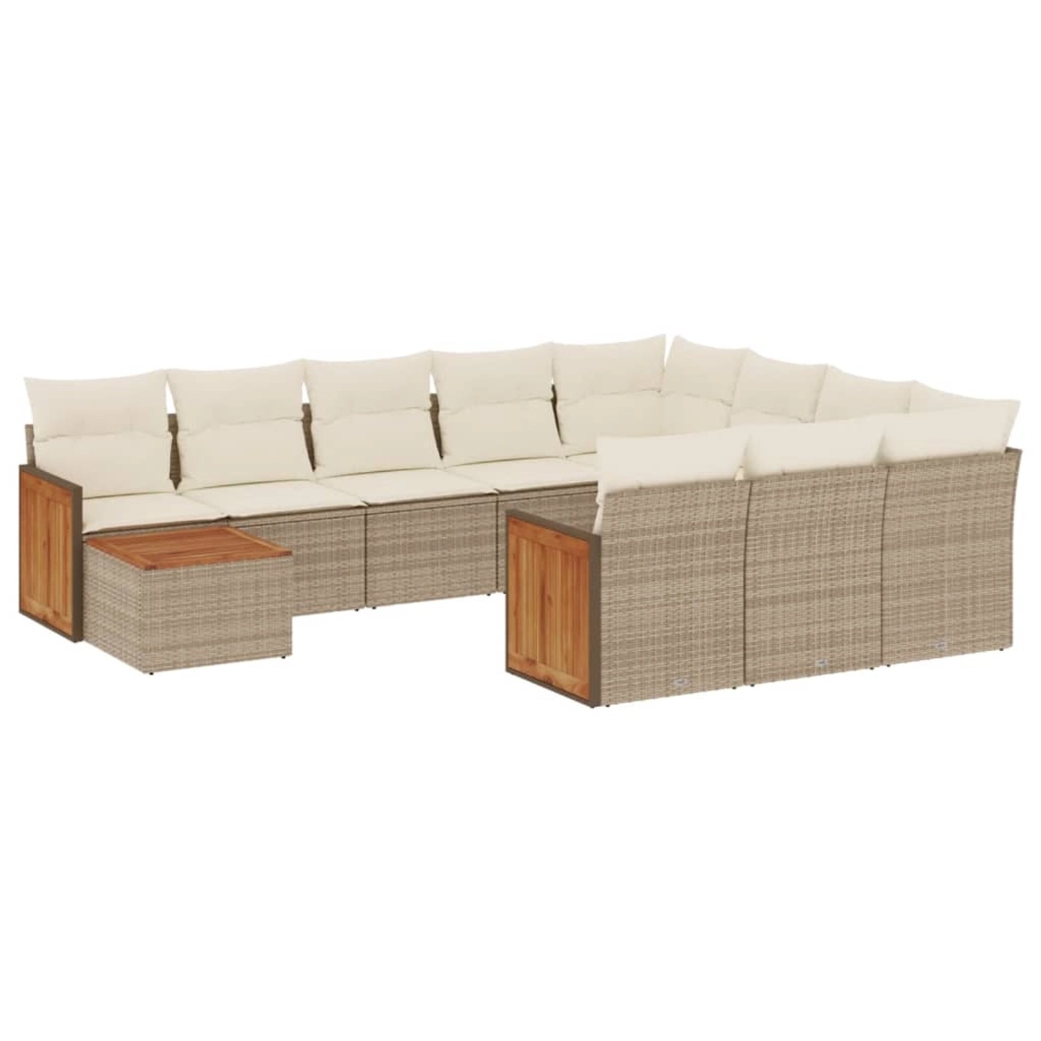 vidaXL 11-Tlg Garten-Sofagarnitur mit Kissen Beige Poly Rattan 3228046 günstig online kaufen