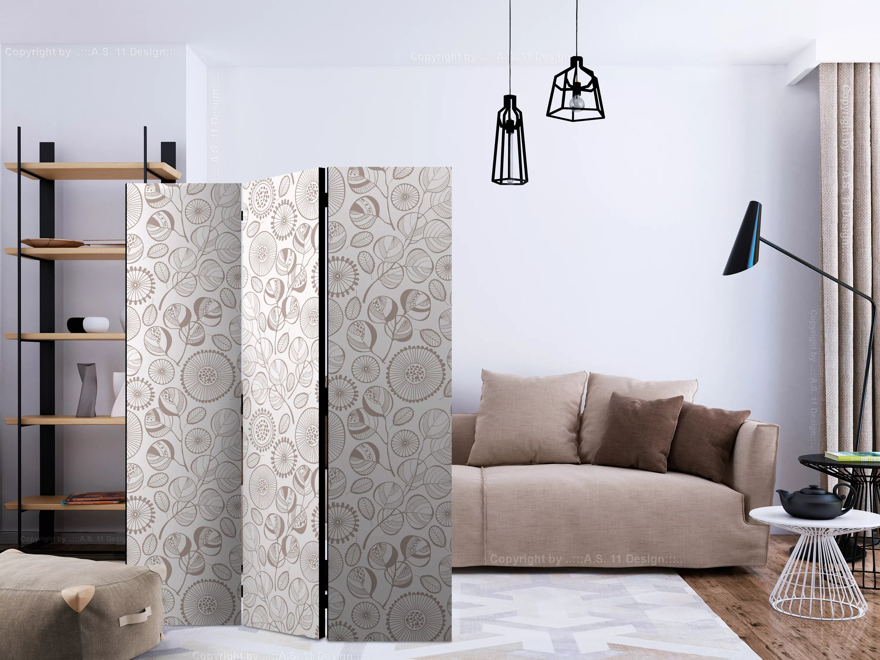 3-teiliges Paravent - Abstract Branches [room Dividers] günstig online kaufen