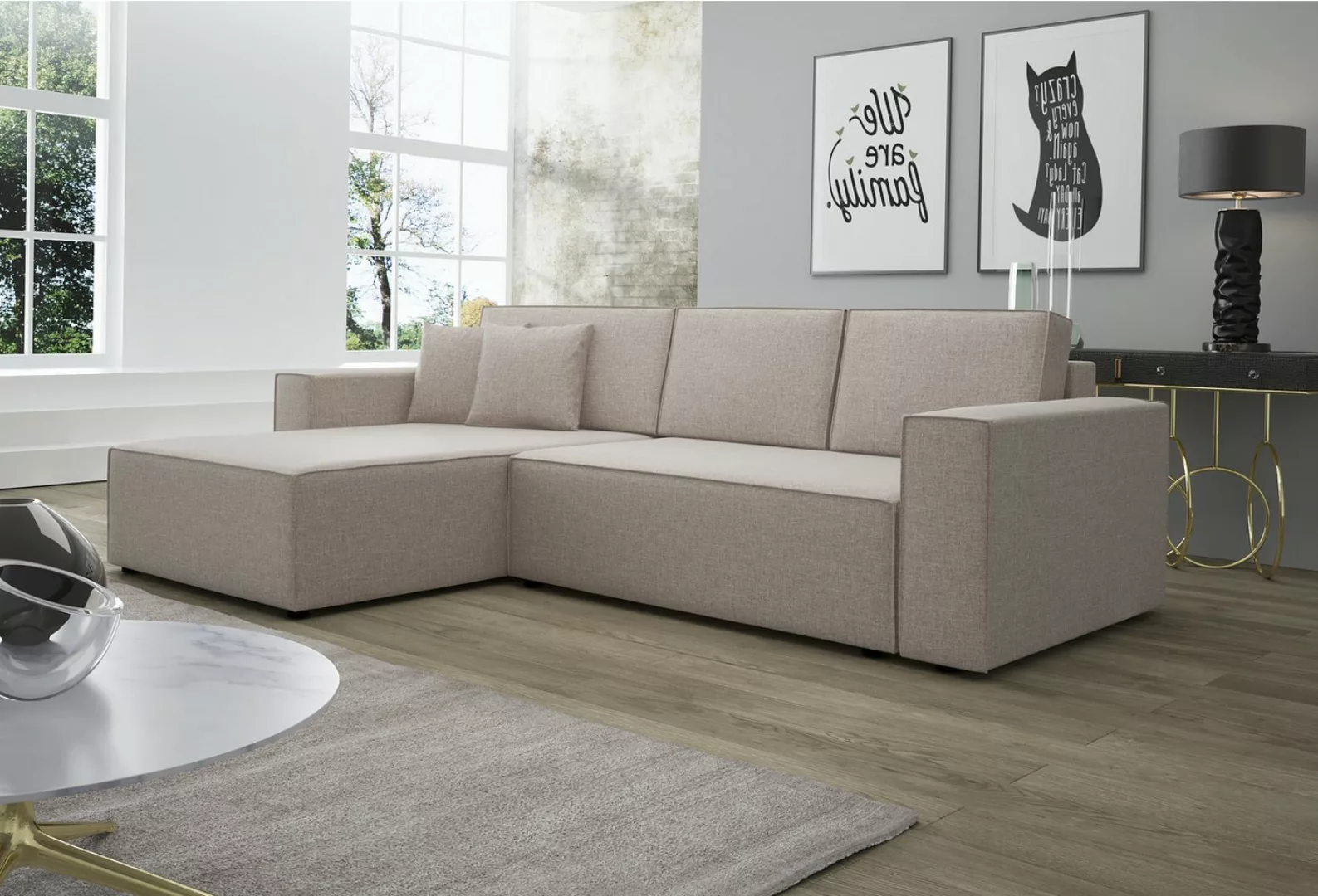 Unique Home Ecksofa Ecksofa MET-LUX-P, L-Form mit Schlaffunktion und Bettka günstig online kaufen